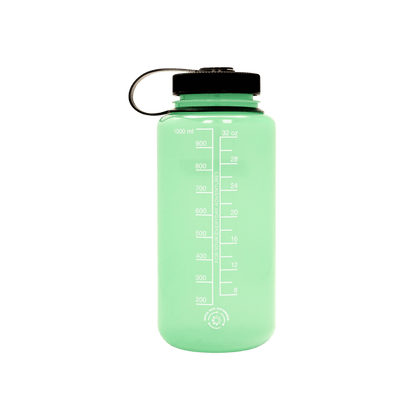NALGENE WIDE MOUTH SUSTAIN BOTTLE 32OZ - GLOW GREEN - BACK VIEW