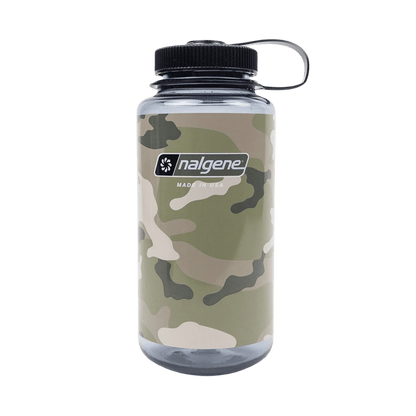 NALGENE WIDE MOUTH SUSTAIN BOTTLE 32OZ - CAMO GRAY - FRONT VIEW