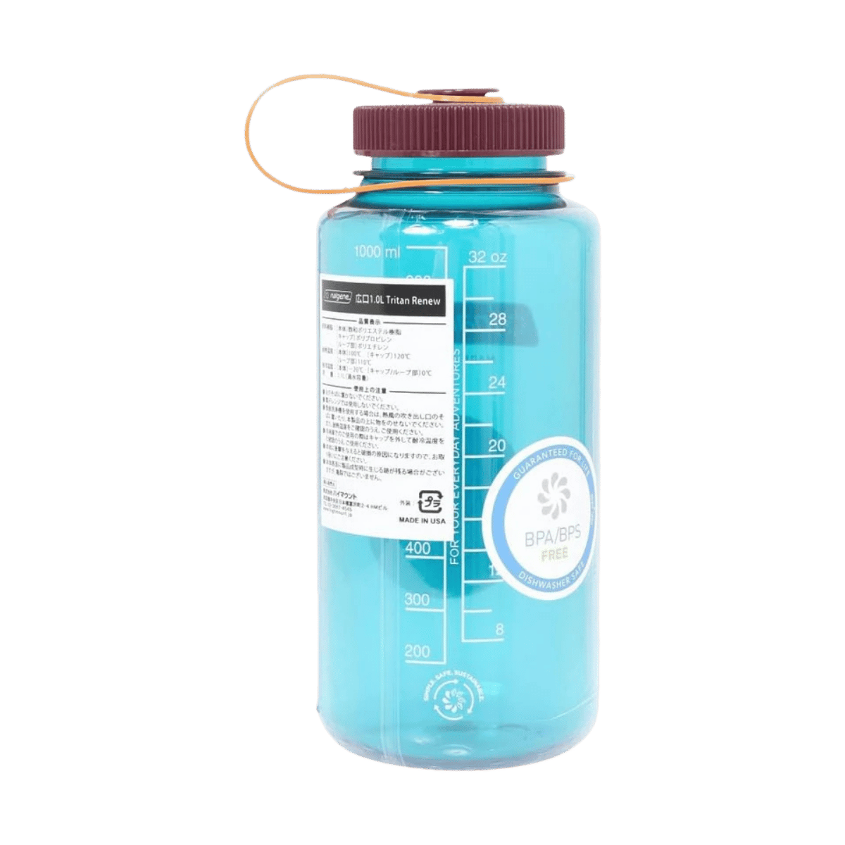 NALGENE WIDE MOUTH SUSTAIN BOTTLE 32OZ - TEAL - BACK VIEW