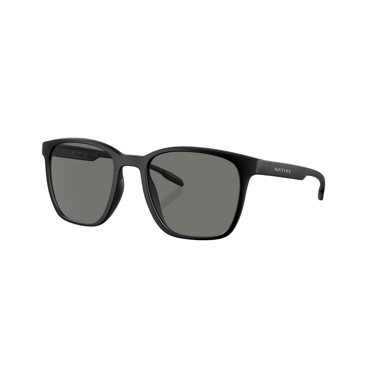 Native Eyewear Targhee Square Sunglasses – Polarized Adventure Lifestyle Shades - MATTE BLK