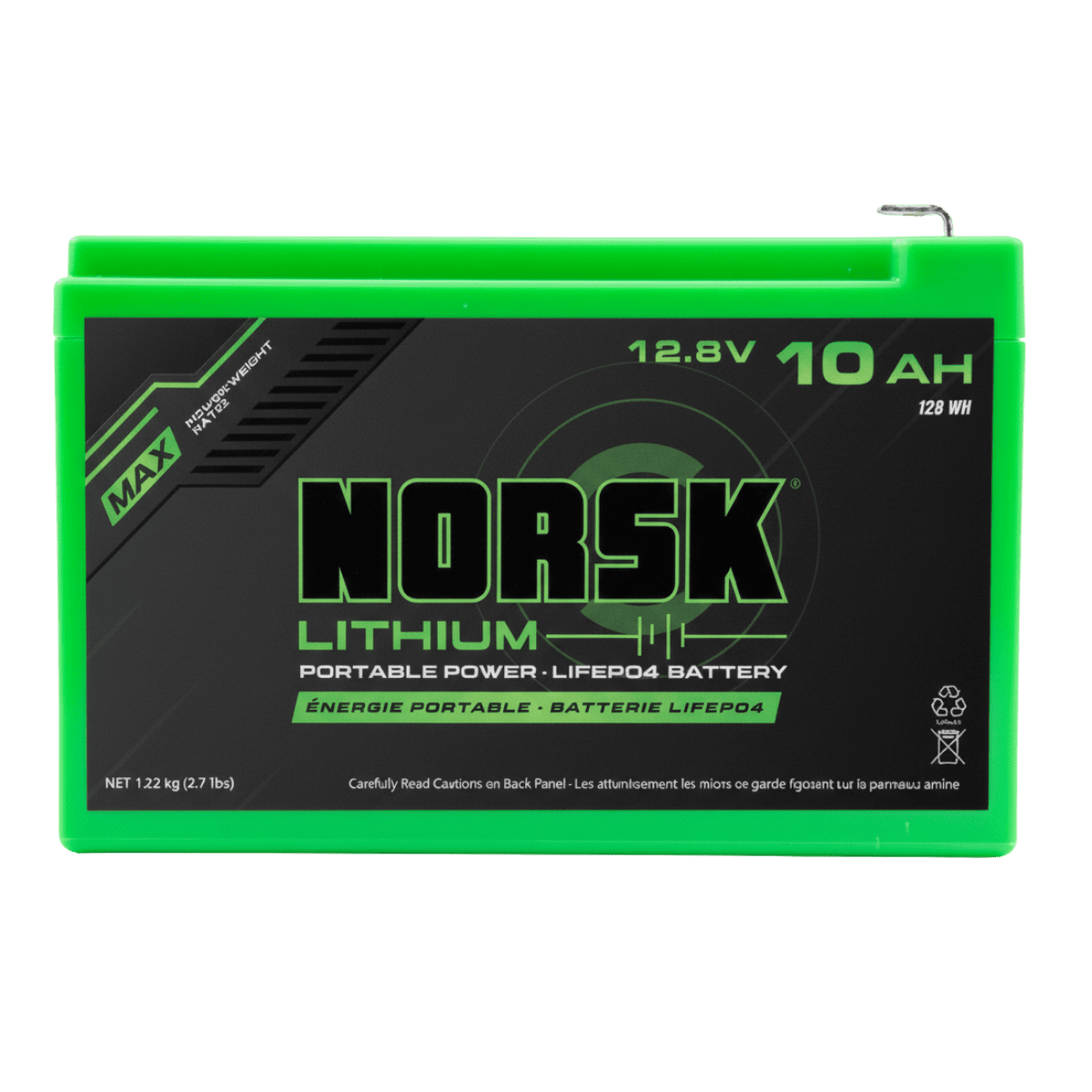 NORSK FISHING 12.8V-10AH-LIFEPO4 BATTERY WITH CHARGER