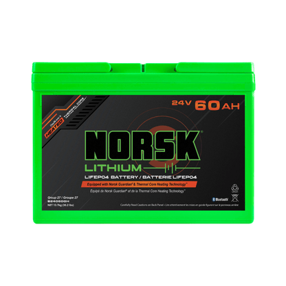 NORSK FISHING 24V 60A HEATED TROLLING MOTOR BATTERY - FRONT VIEW