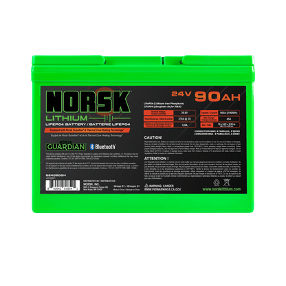 NORSK FISHING 24V 90AH TROLLING MOTOR BATTERY - BACK VIEW
