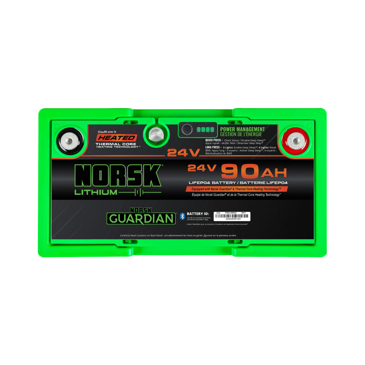 NORSK FISHING 24V 90AH TROLLING MOTOR BATTERY - BOTTOM VIEW