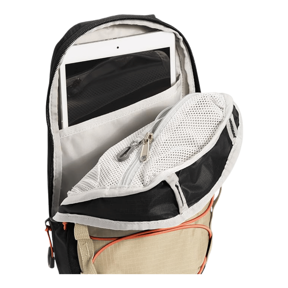 NORTHFACE BOREALIS COMPACT SLING BAG - GRAVEL_ORG_BLACK - INNER VIEW