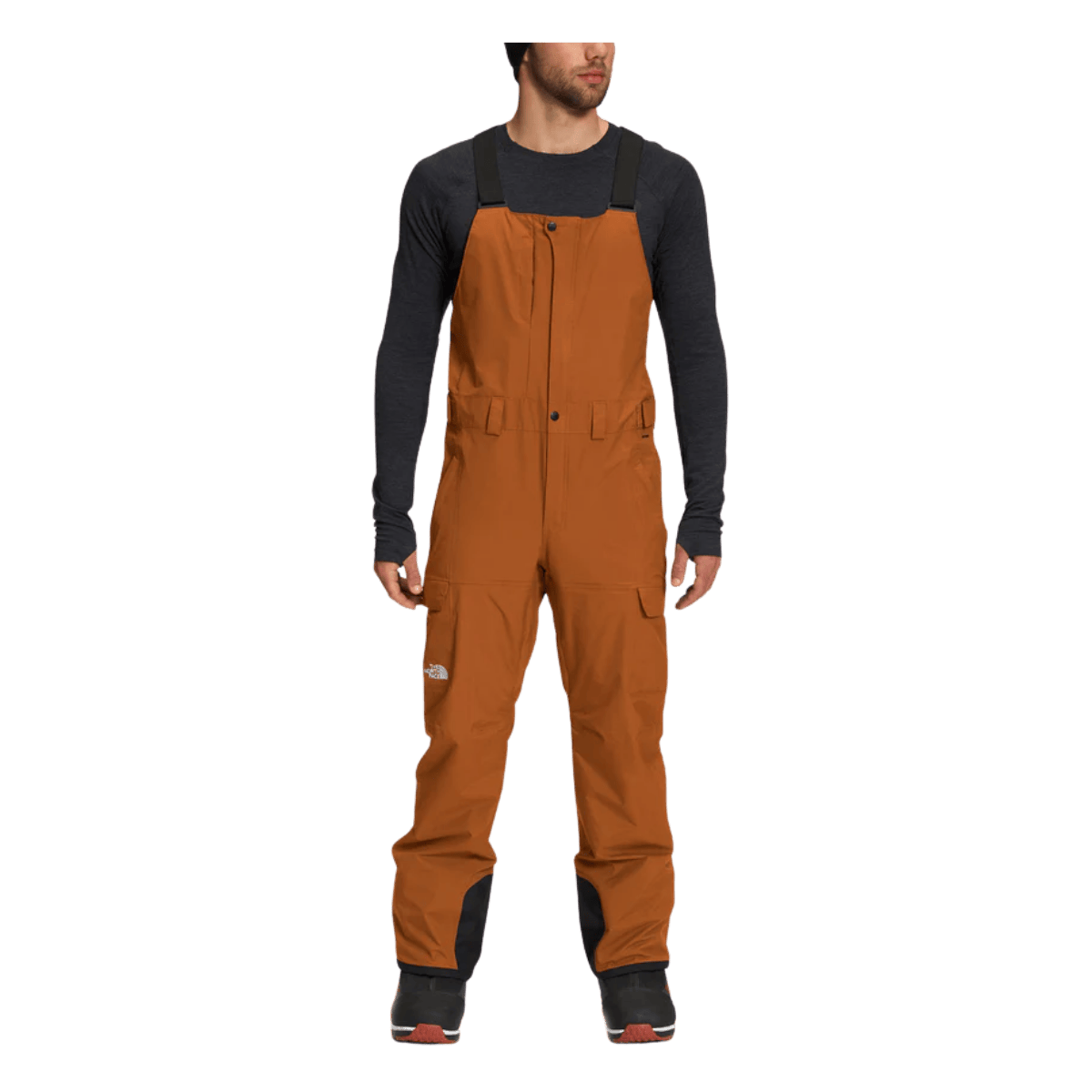 THE NORTHFACE MEN'S FREEDOM BIB'S - LEATHER BROWN - FRONT VIEW
