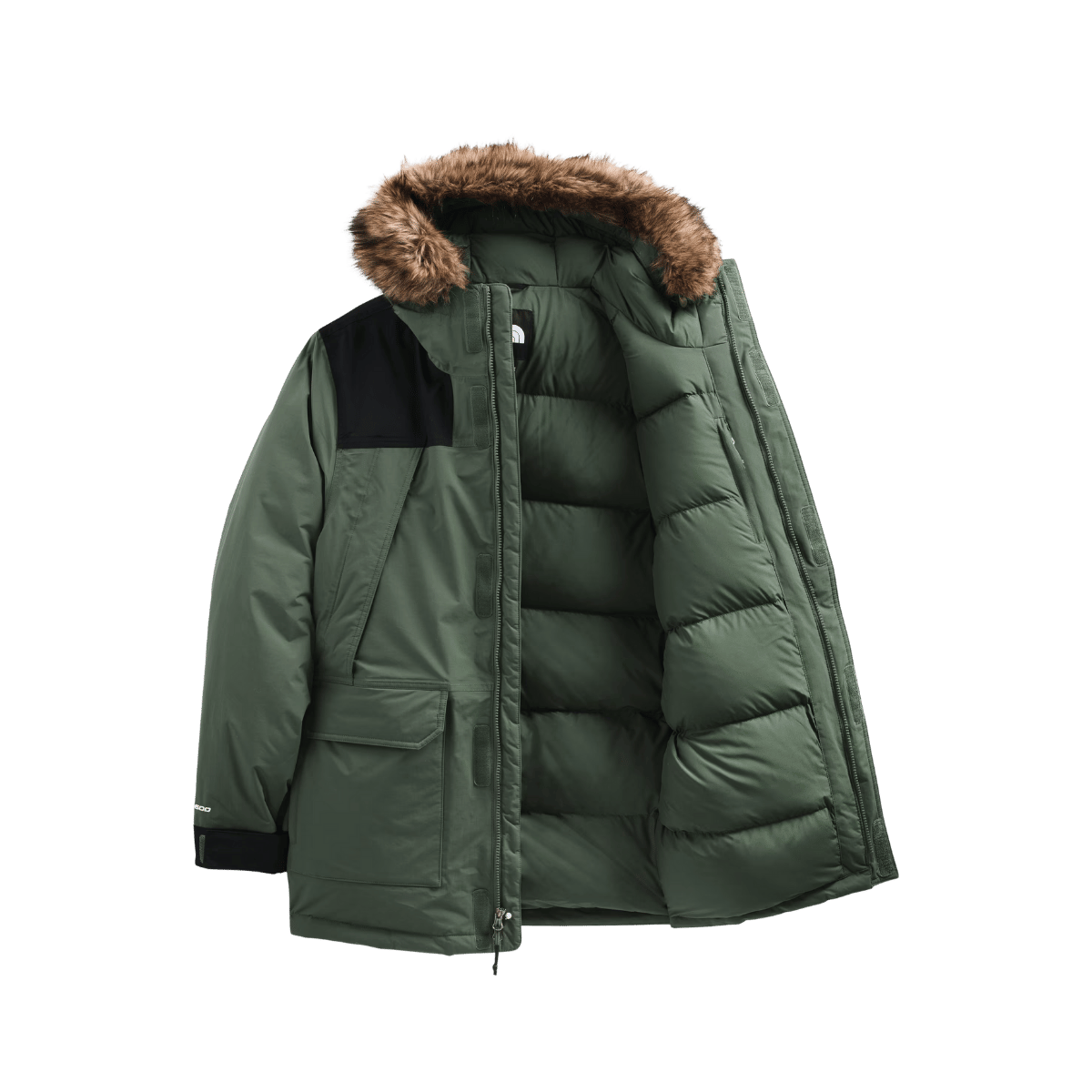 THE NORTH FACE MEN’S MCMURDO PARKA – THYME/TNF BLACK - INNER FRONT VIEW