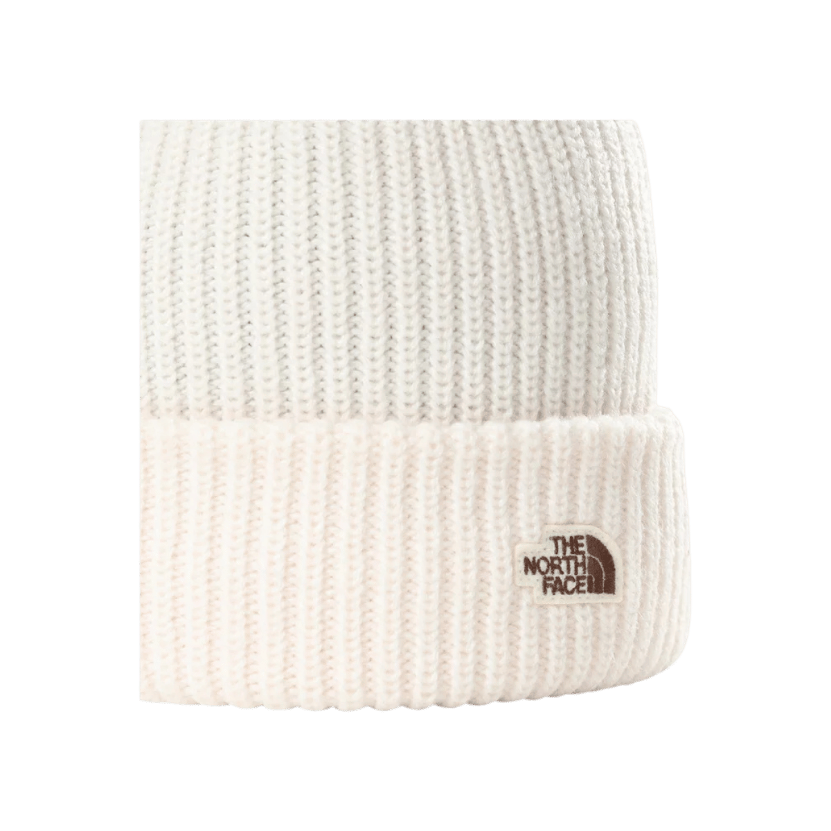 NORTHFACE SALTY DOG BEANIE - ONE SIZE - GARDENIA WHITE_1 - CLOSE-UP LOGO