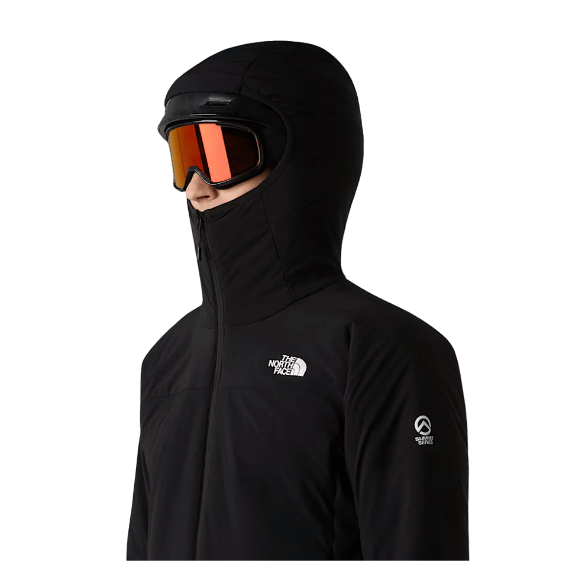 THE NORTHFACE MEN'S SUMMIT CASAVAL HYBRID HOODIE - TNF BLACK - FOCUS HOOD SIDE VIEW