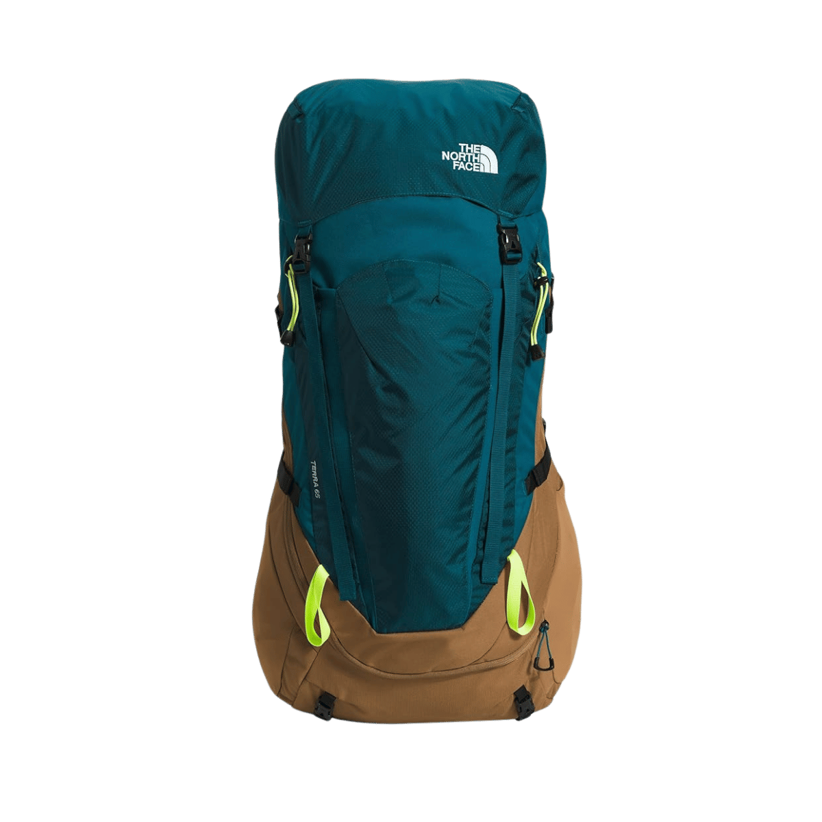 THE NORTH FACE TERRA 55 HIKING BACKPACK - BLUE CORAL BROWN - FRONT VIEW