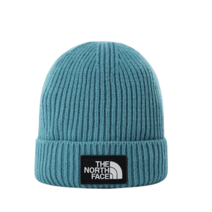 NORTHFACE TNF LOGO BOX CUFFED BEANIE SHT - ONE SIZE - STORM BLUE - FRONT VIEW