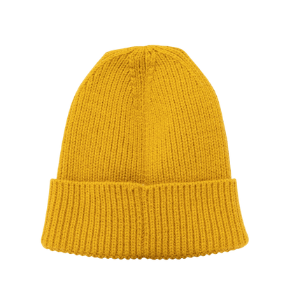 NORTH FACE TNF LOGO BOX CUFFED BEANIE - ARROWWOOD YELLOW - BACK VIEW