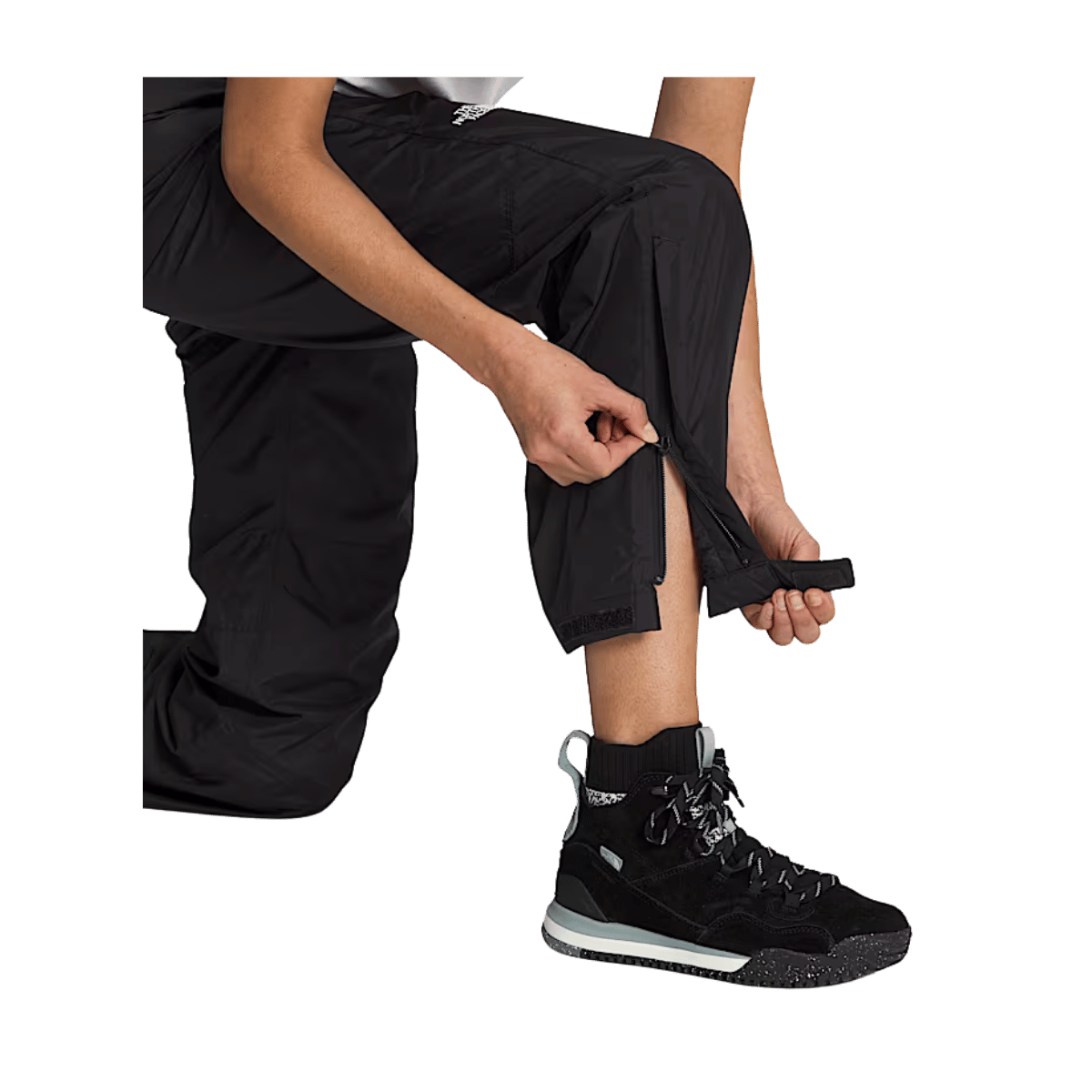 THE NORTH FACE WOMEN'S ANTORA RAIN PANT - TNF BLACK - ANKLE VIEW