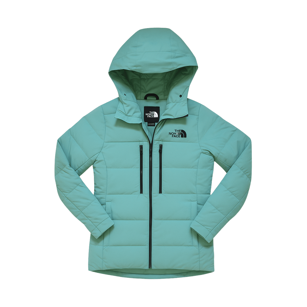 THE NORTH FACE WOMEN'S COREFIRE DOWN JACKET - WASABI - FRONT WITH HOOD VIEW