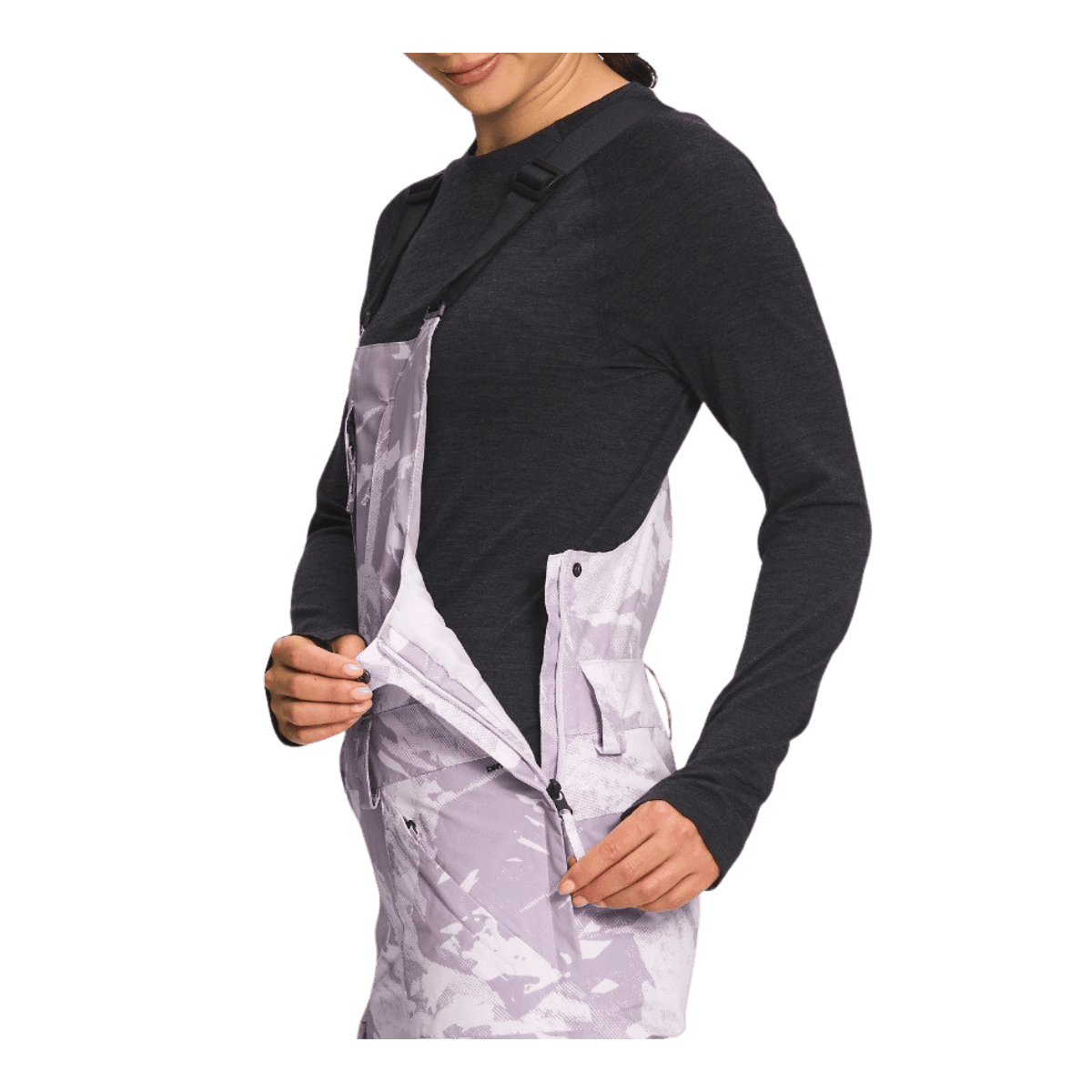 THE NORTH FACE WOMEN'S FREEDOM BIB - LAVENDER FOG - SIDE VIEW