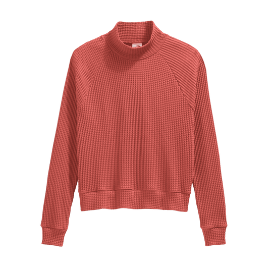 THE NORTHFACE WOMEN'S LONG SLEEVE COTTON MOCK NECK CHABOT - MARS DUST
