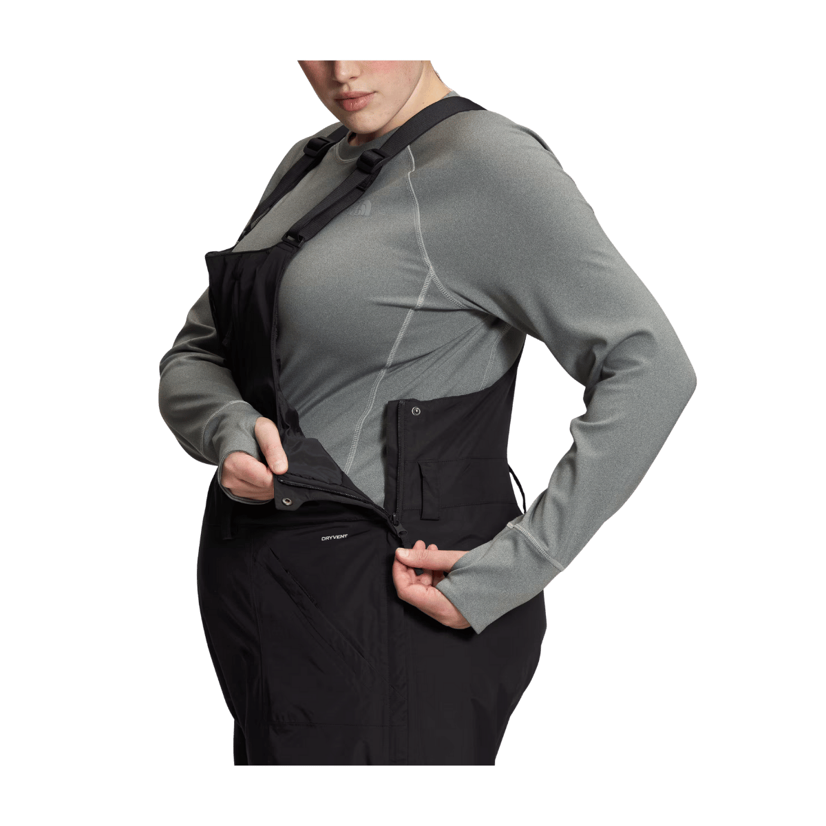 THE NORTH FACE WOMEN'S PLUS FREEDOM BIB - TNF BLACK - SIDE VIEW