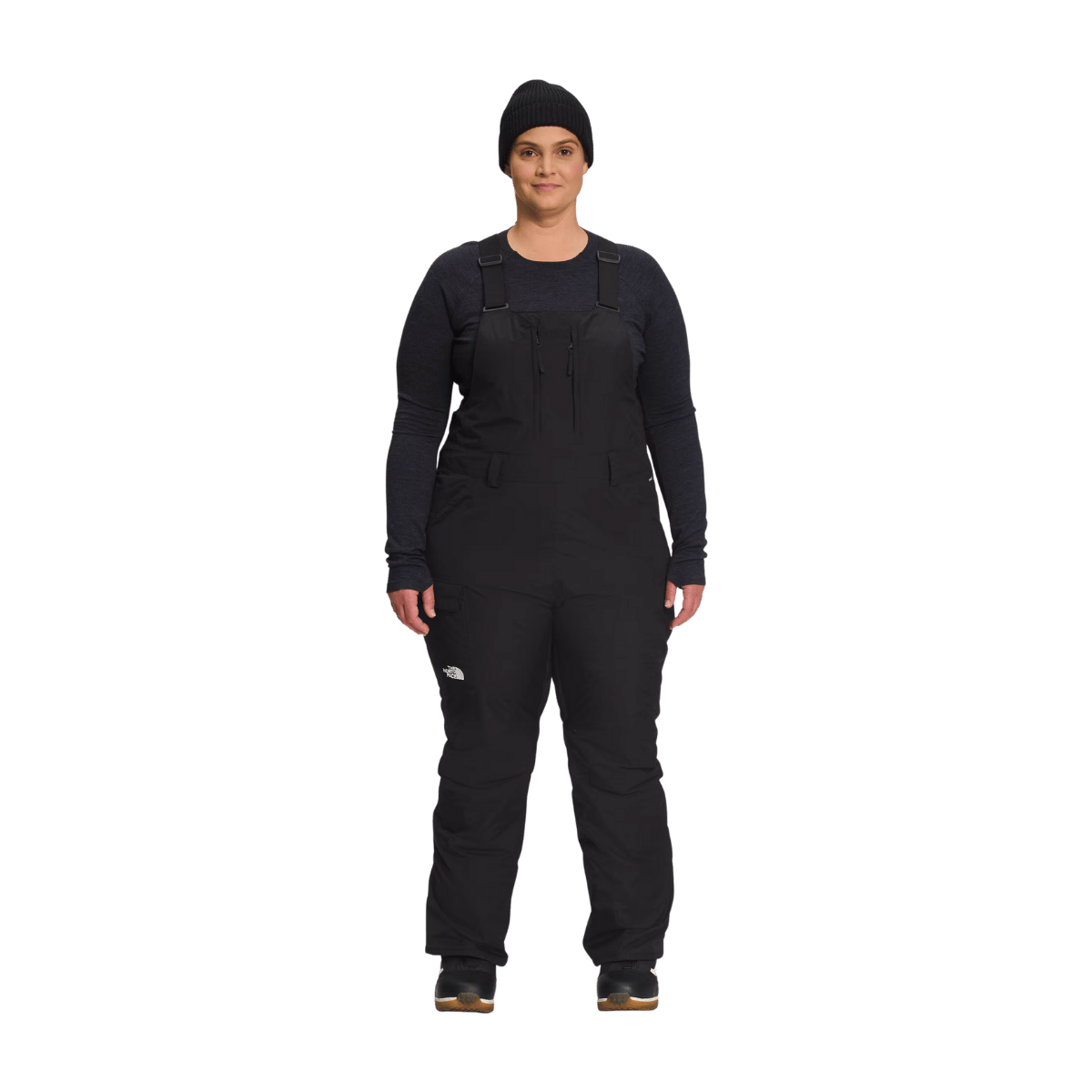 THE NORTH FACE WOMEN'S PLUS FREEDOM INSULATED BIB - TNF BLACK - FRONT VIEW