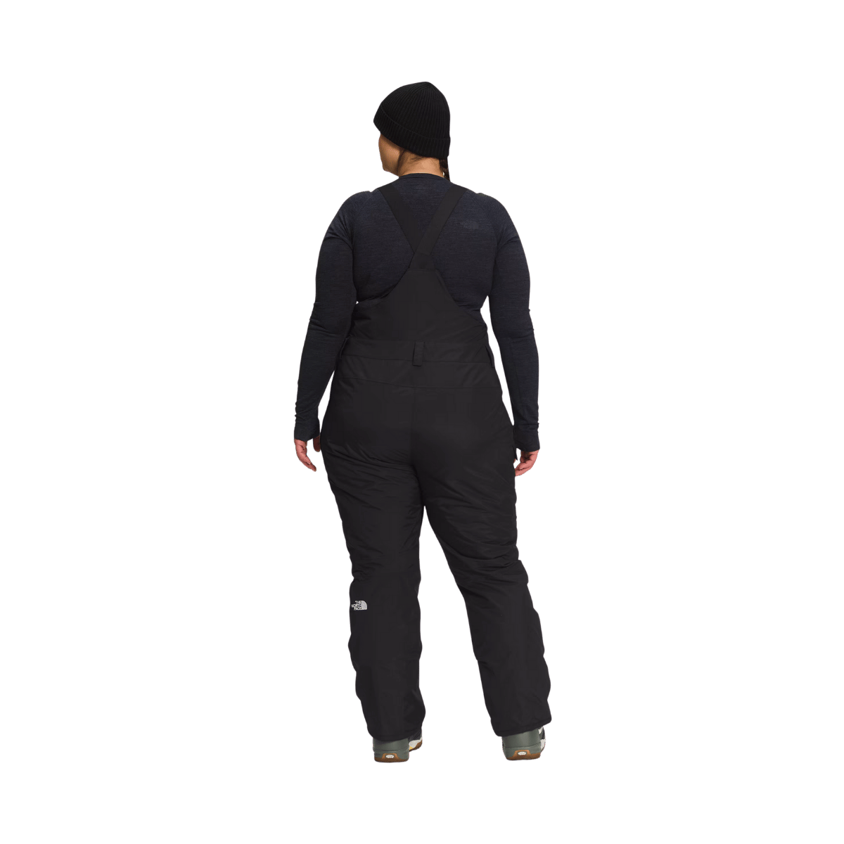 THE NORTH FACE WOMEN'S PLUS FREEDOM INSULATED BIB - TNF BLACK - BACK VIEW