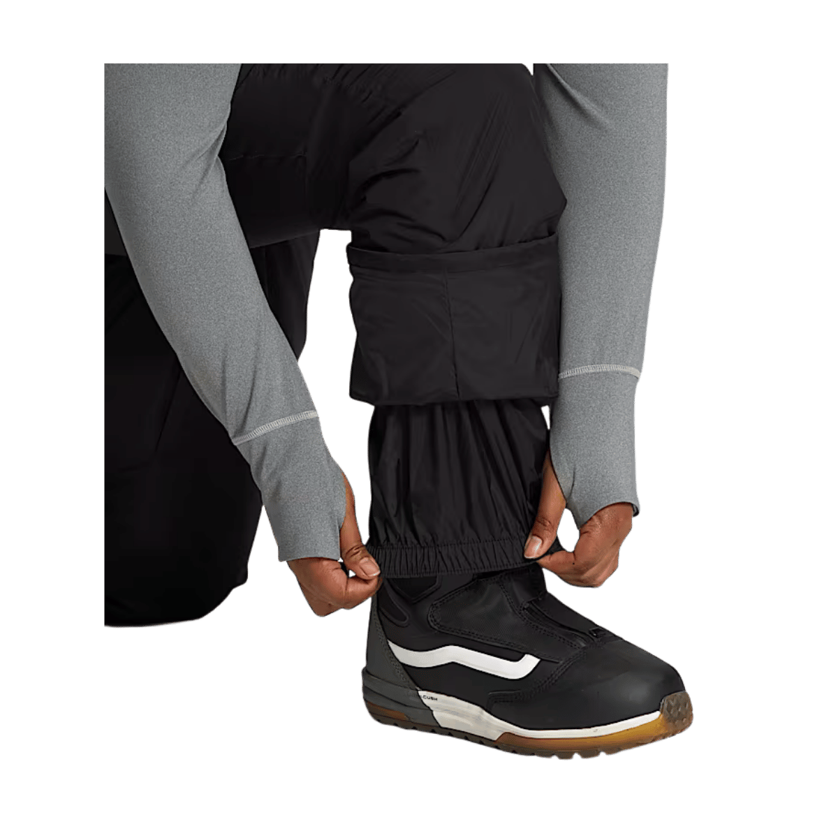 THE NORTH FACE WOMEN'S PLUS FREEDOM INSULATED PANTS - TNF BLACK - ANKLED DETAIL VIEW
