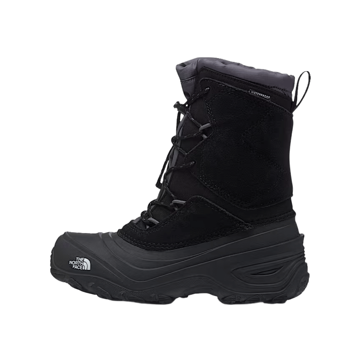 THE NORTH FACE YOUTH ALPENGLOW V WATERPROOF BOOTS - TNF BLACK / VANADIS GREY - SIDE VIEW