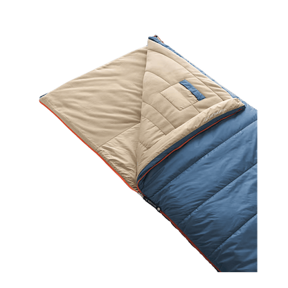 THE NORTH FACE WAWONA BED 20 SLEEPING BAG – SHADY BLUE/RETRO ORANGE - OS - OPEN VIEW SHOWING INTERIOR LINING