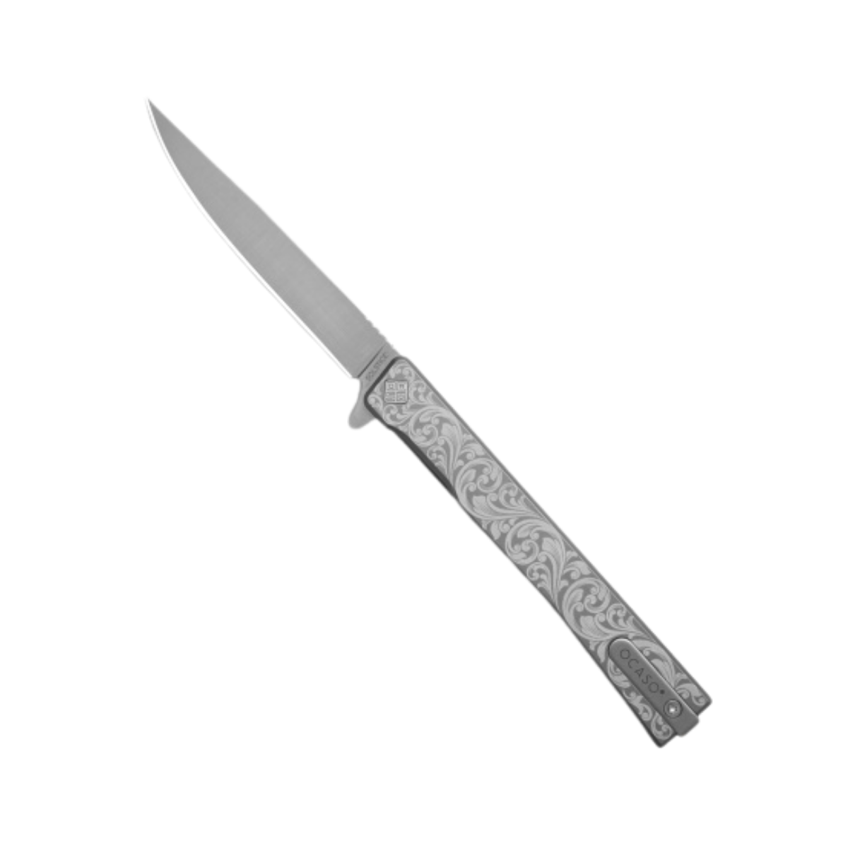 OCASO KNIVES SOLSTICE ENGRAVED TITANIUM 7.8IN