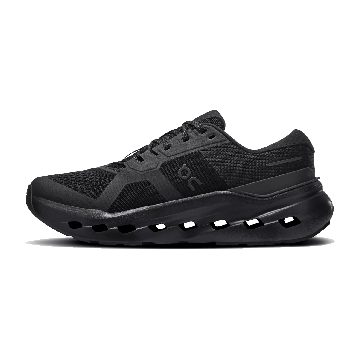 ON CLOUDRUNNER 3 RUNNING SHOES - BLACK BLACK - WOMEN'S -INSTEP VIEW