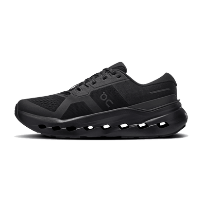 ON CLOUDRUNNER 3 RUNNING SHOES - BLACK BLACK - WOMEN'S -INSTEP VIEW