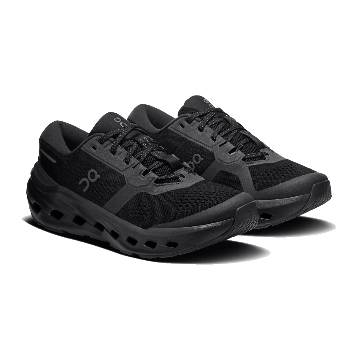 ON CLOUDRUNNER 3 RUNNING SHOES - BLACK BLACK - WOMEN'S -INSTEP VIEW