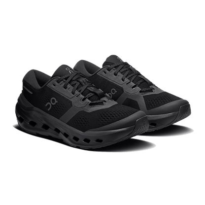 ON CLOUDRUNNER 3 RUNNING SHOES - BLACK BLACK - WOMEN'S -INSTEP VIEW