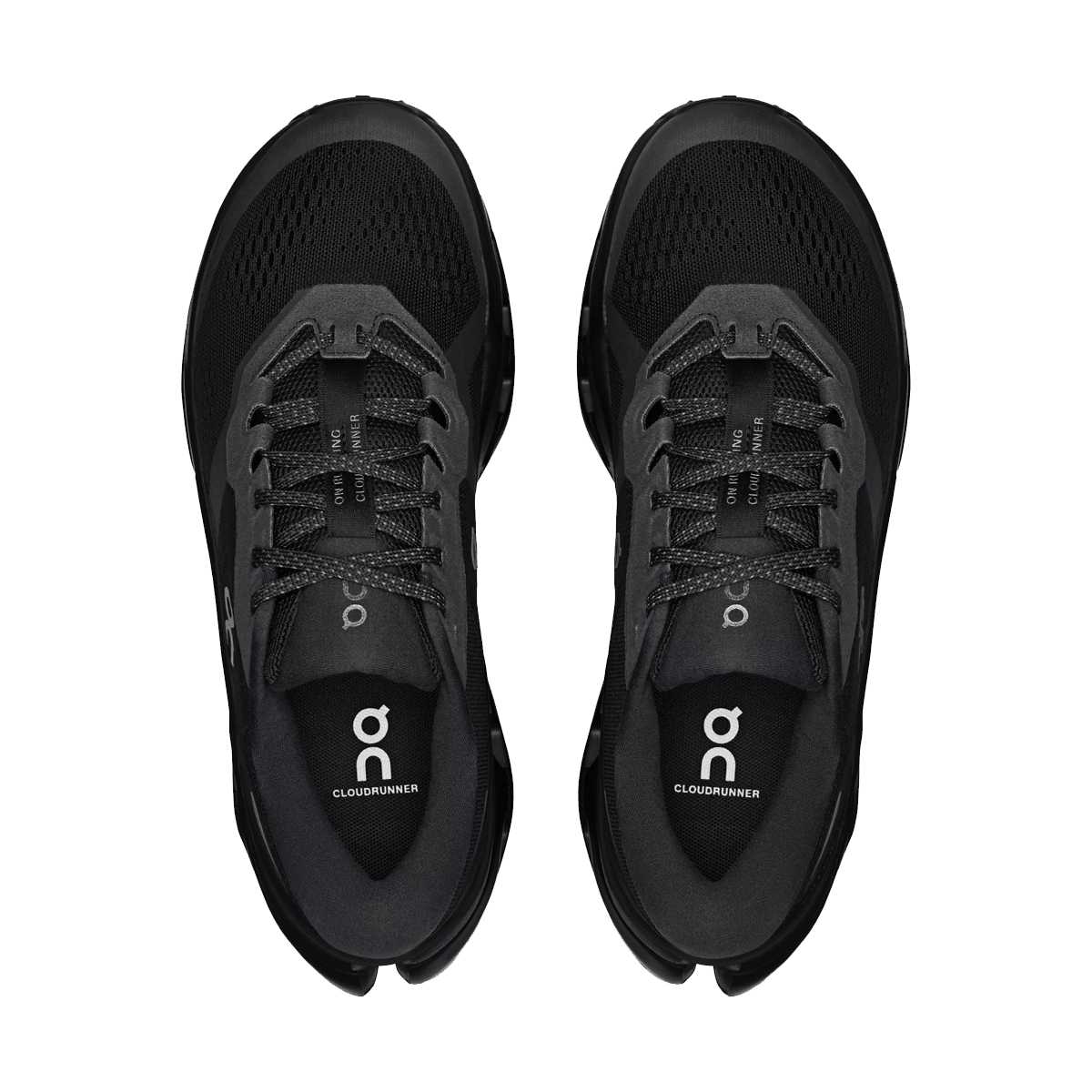 ON CLOUDRUNNER 3 RUNNING SHOES - BLACK BLACK - WOMEN'S -TOP VIEW
