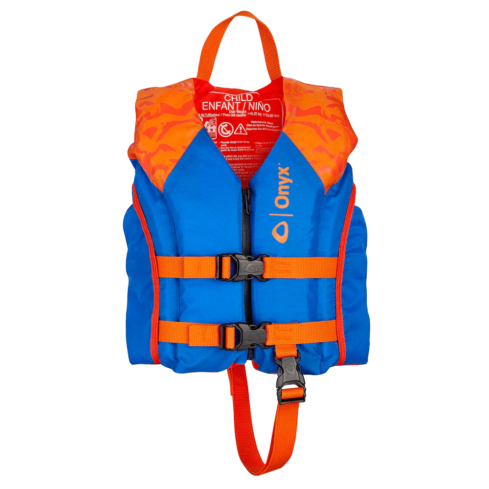 ONYX ALL ADVENTURE CHILD LIFE JACKET - 33 to 55 LBS - ORANGE/BLUE