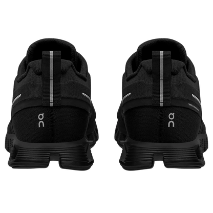 ON WOMEN'S CLOUD 5 WATERPROOF SHOES - ALL BLACK_BACK ANGLE