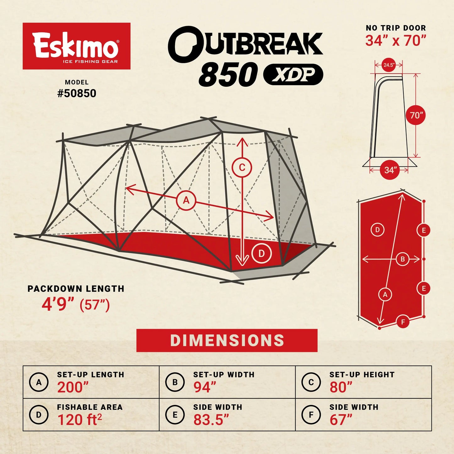OUTBREAK 850XDP POP-UP SHELTER dimensions