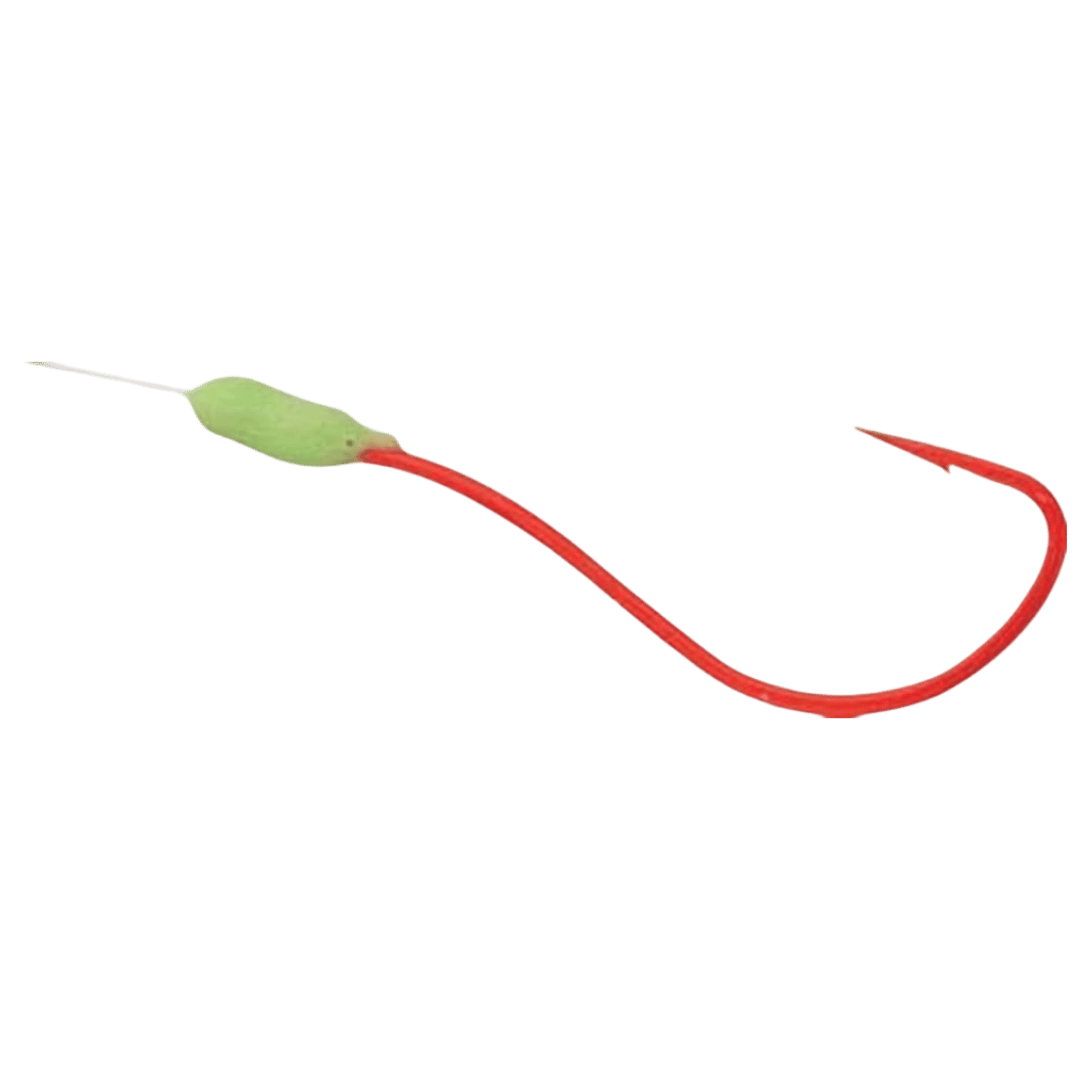 OWNER AMERICAN WALLEYE PLUS BAIT HOOK WITH 8' LEADER - RED HOOK GLOW BEAD #6