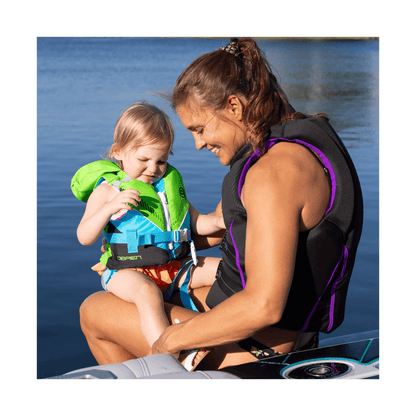 O'BRIEN INFANT NYLON LIFE JACKET - GREEN - ON WATER VIEW