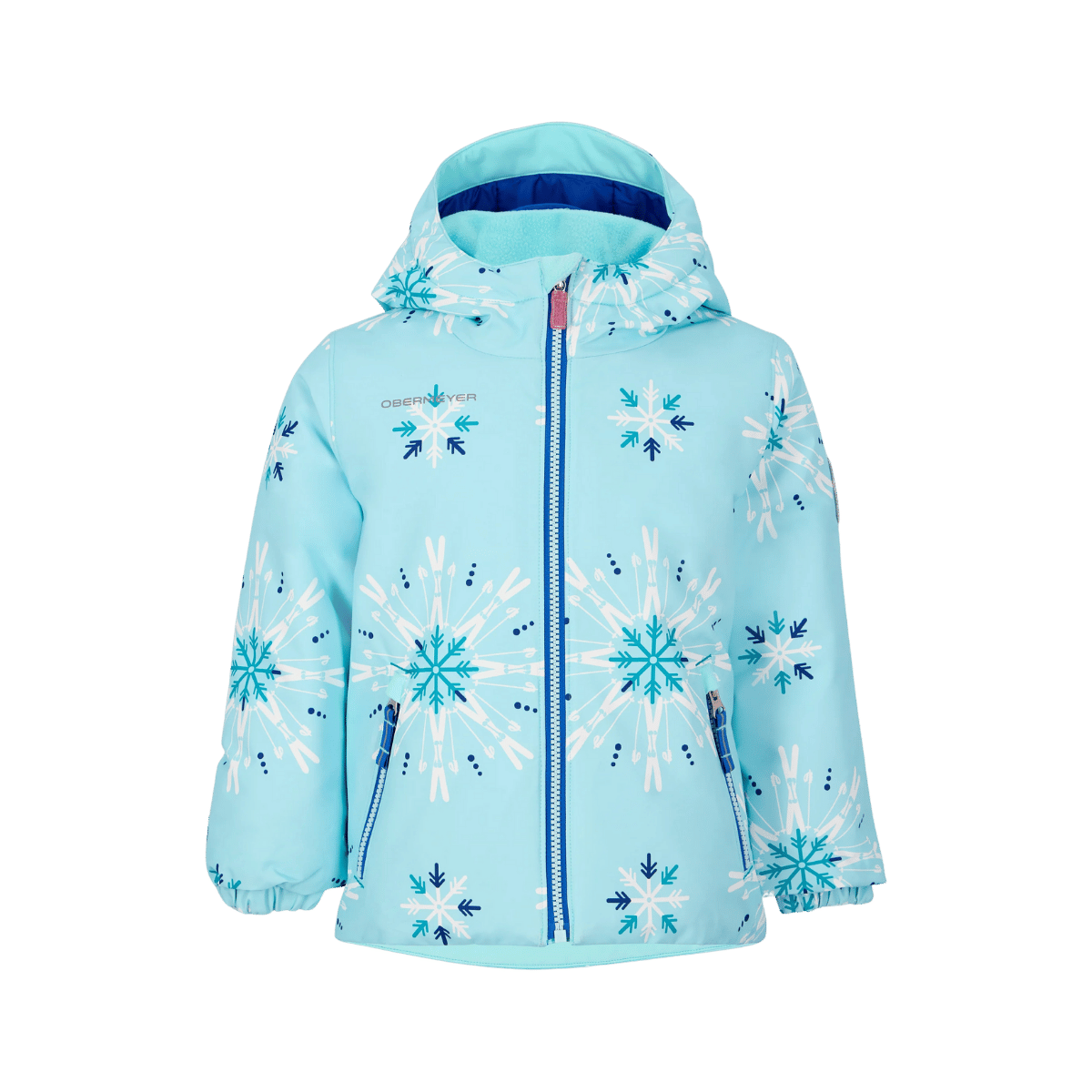 OBERMEYER GIRLS' ASHOR JACKET - SKIFLAKE BLUE - FRONT VIEW