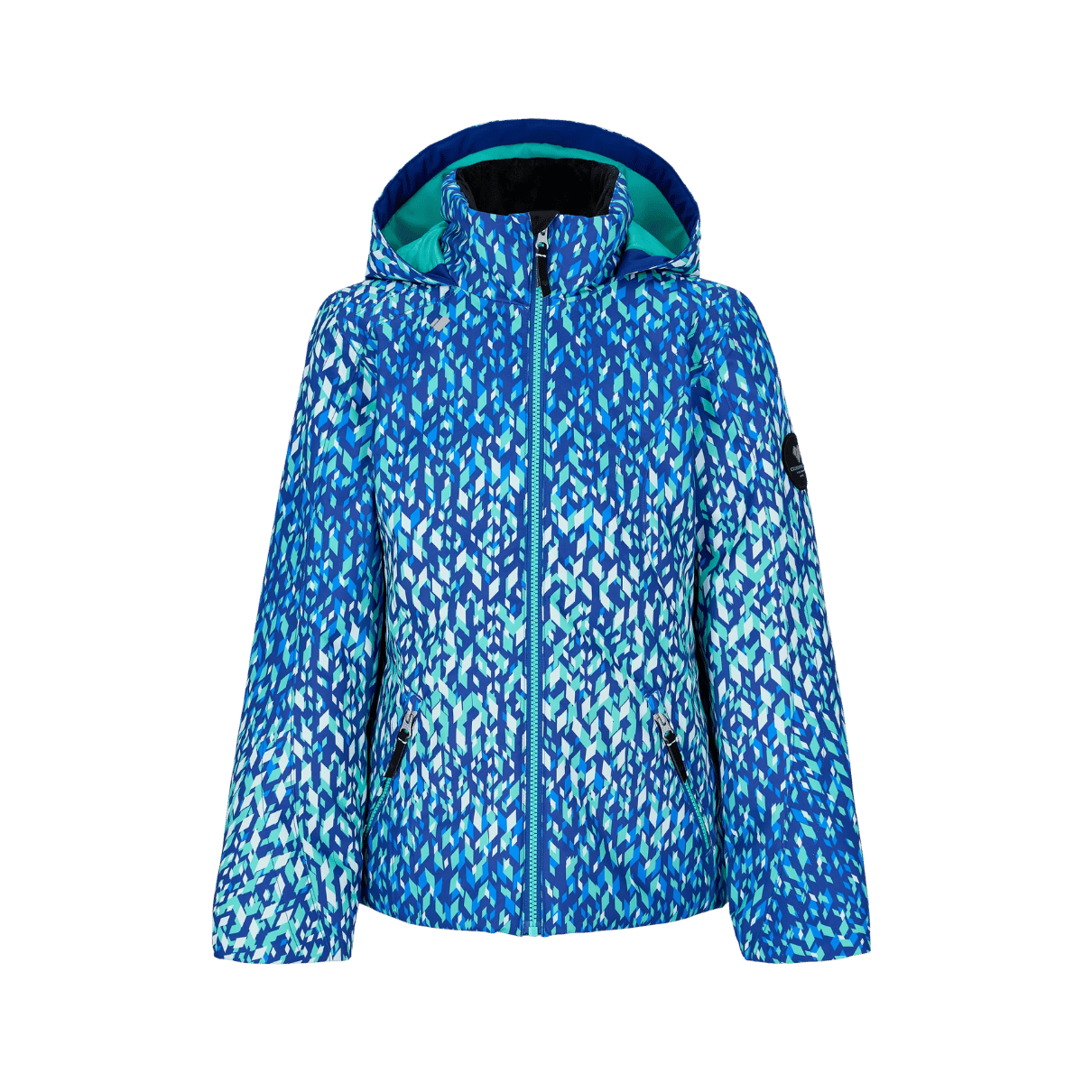 OBERMEYER GIRLS' RYLEE PRINT JACKET - ATMOSPHERIC ART - FRONT VIEW