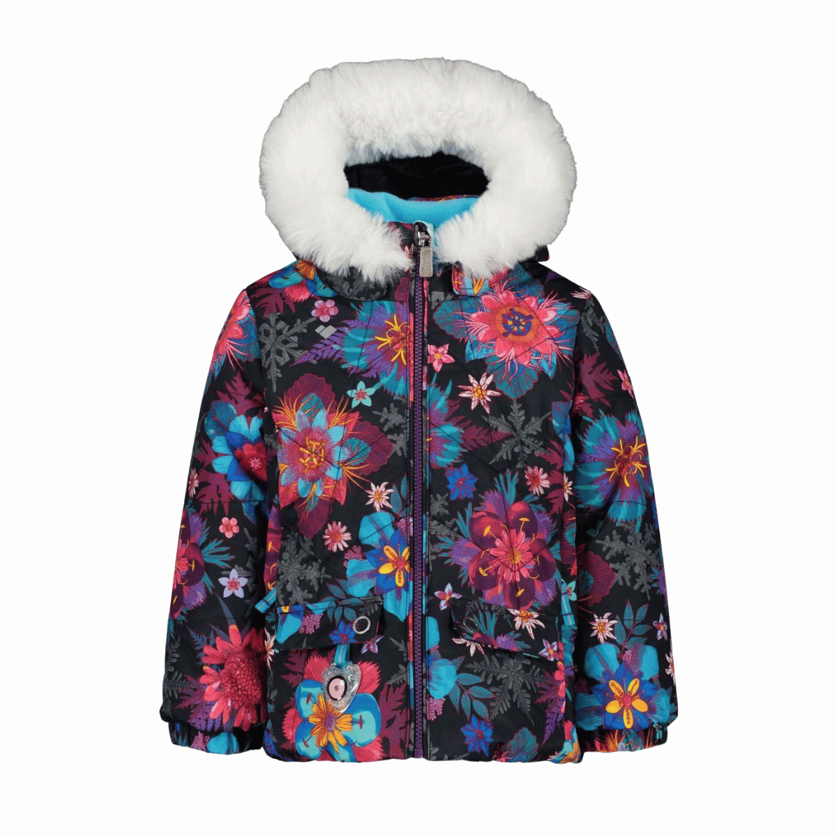 OBERMEYER KID GIRLS' ROSELET JACKET - WINTER BOUQUET - FRONT VIEW