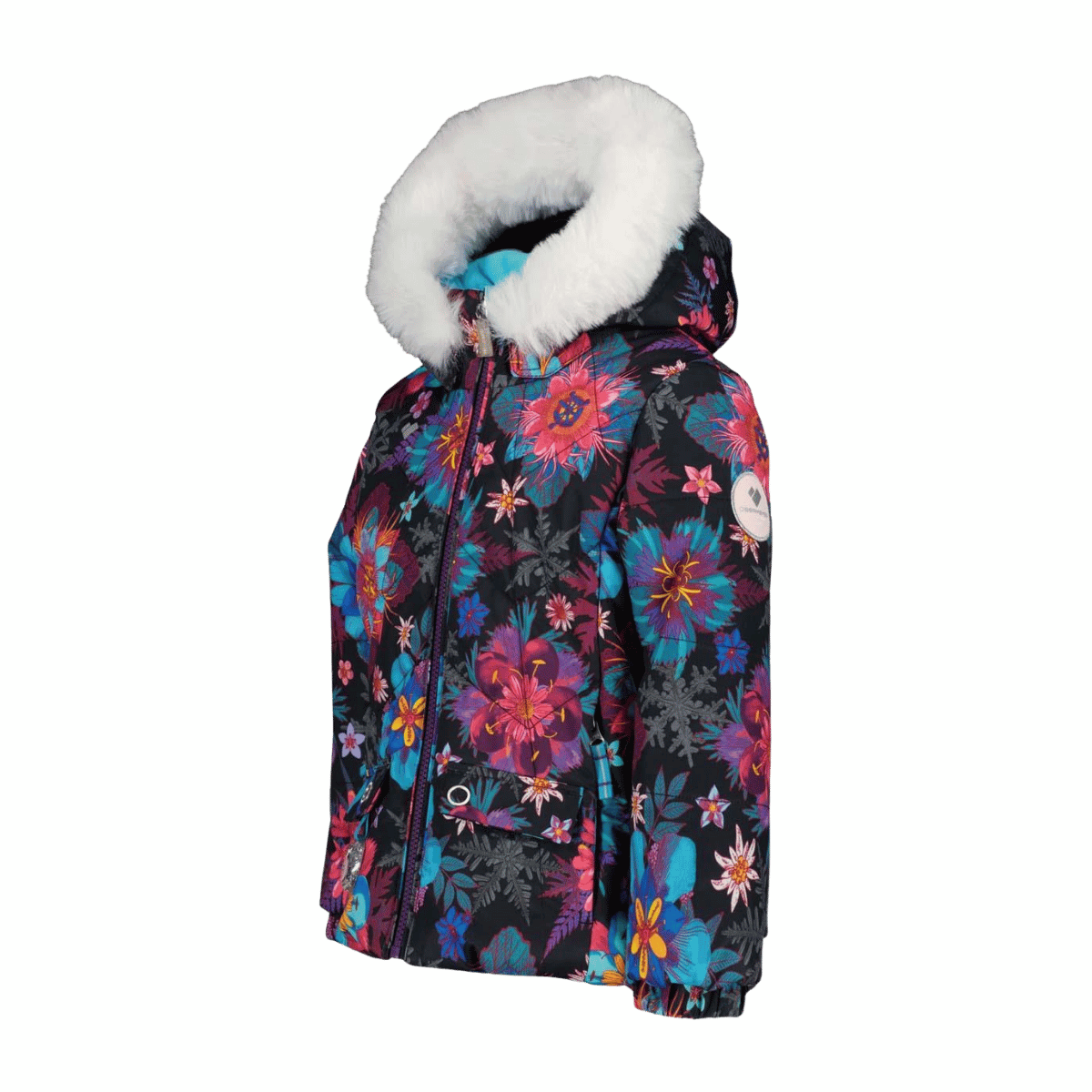 OBERMEYER KID GIRLS' ROSELET JACKET - WINTER BOUQUET - SIDE VIEW