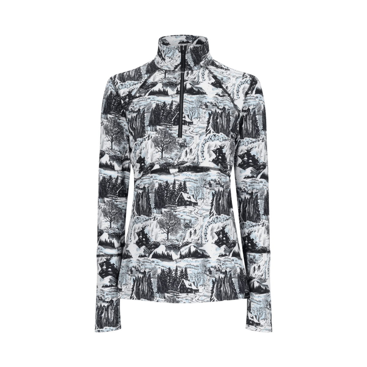 OBERMEYER WOMEN'S DISCOVER 1/4 ZIP - WOODBLOCK - FRONT VIEW