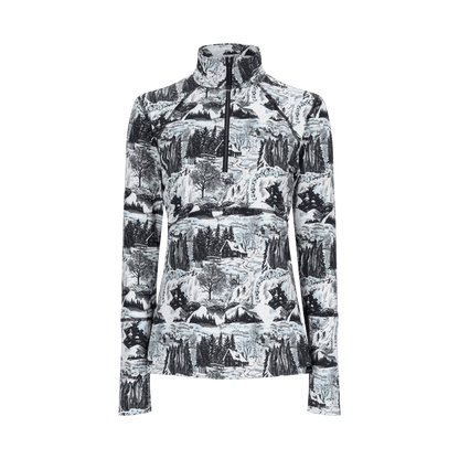 OBERMEYER WOMEN'S DISCOVER 1/4 ZIP - WOODBLOCK - FRONT VIEW