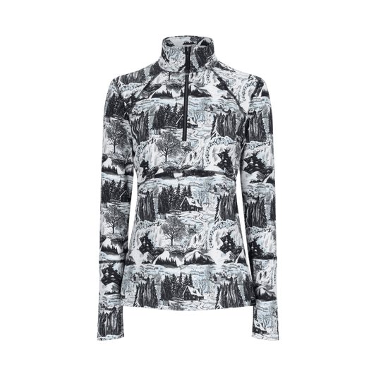 OBERMEYER WOMEN'S DISCOVER 1/4 ZIP - WOODBLOCK - FRONT VIEW