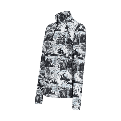 OBERMEYER WOMEN'S DISCOVER 1/4 ZIP - WOODBLOCK - SIDE VIEW