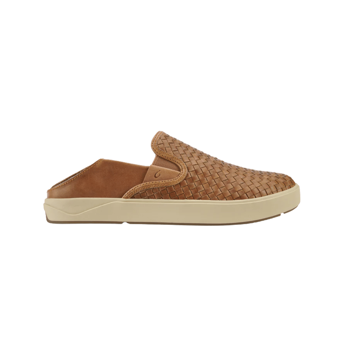 OLUKAI LAE'AHI LAUHALA LEATHER SLIP-ON SHOES - FOX - SIDE VIEW