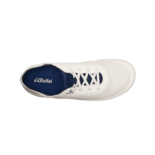 OLUKAI MOKU PAE BOAT SHOE-BRIGHT WHITE - TOP VIEW