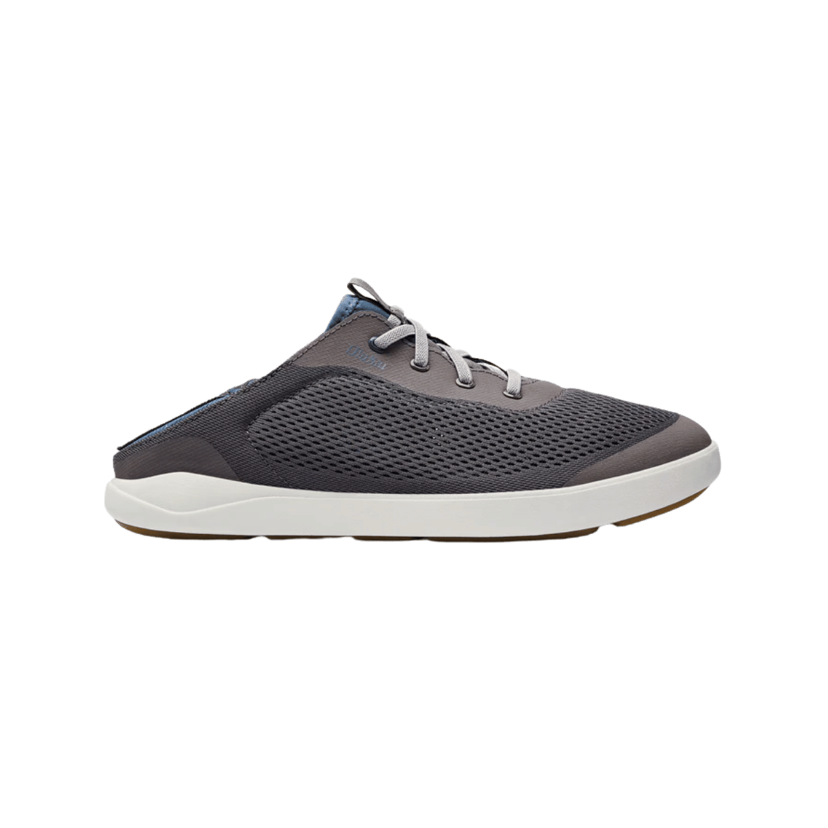 OLUKAI MOKU PAE BOAT SHOE - PAVEMENT/VINTAGE BLUE - SIDE VIEW