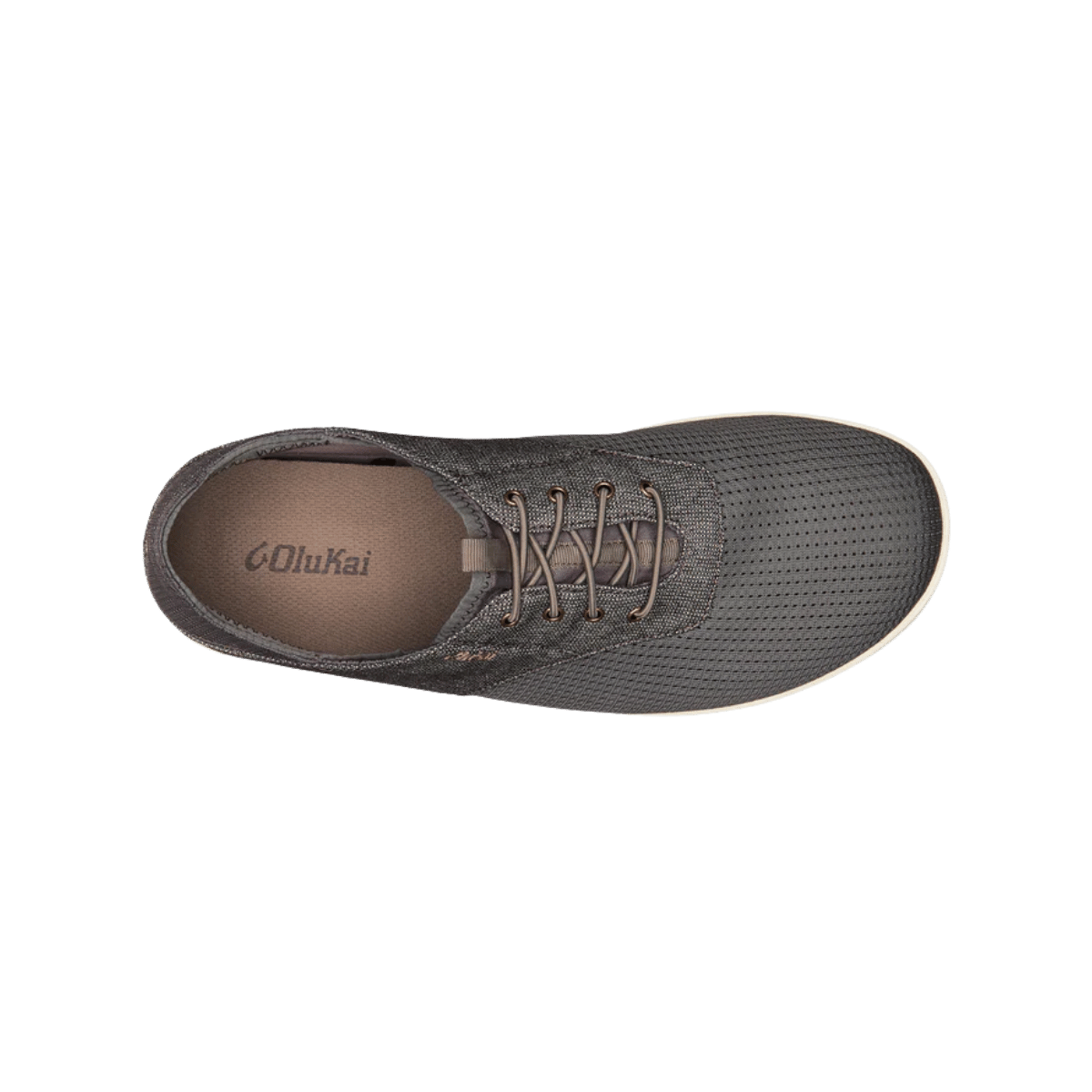 OLUKAI NOHEA MOKU LACE SHOE- CHARCOAL/CLAY - TOP DOWN VIEW