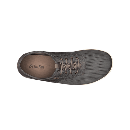OLUKAI NOHEA MOKU LACE SHOE- CHARCOAL/CLAY - TOP DOWN VIEW